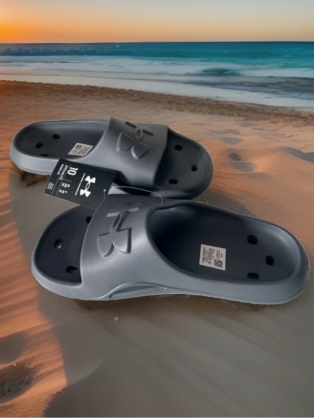 Under Armour Men's Size 10 Locker V Slide Sandals. Castlerock Grey. NWT